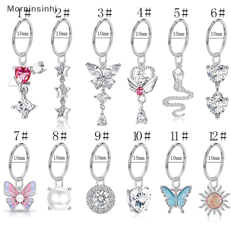 Mornin Fashion Shiny Zircon Hias Kupu-Kupu Liontin Pusar Cincin Stainless Steel Belly Button Ring Indah Pusar Tubuh Fashion Perhiasan id