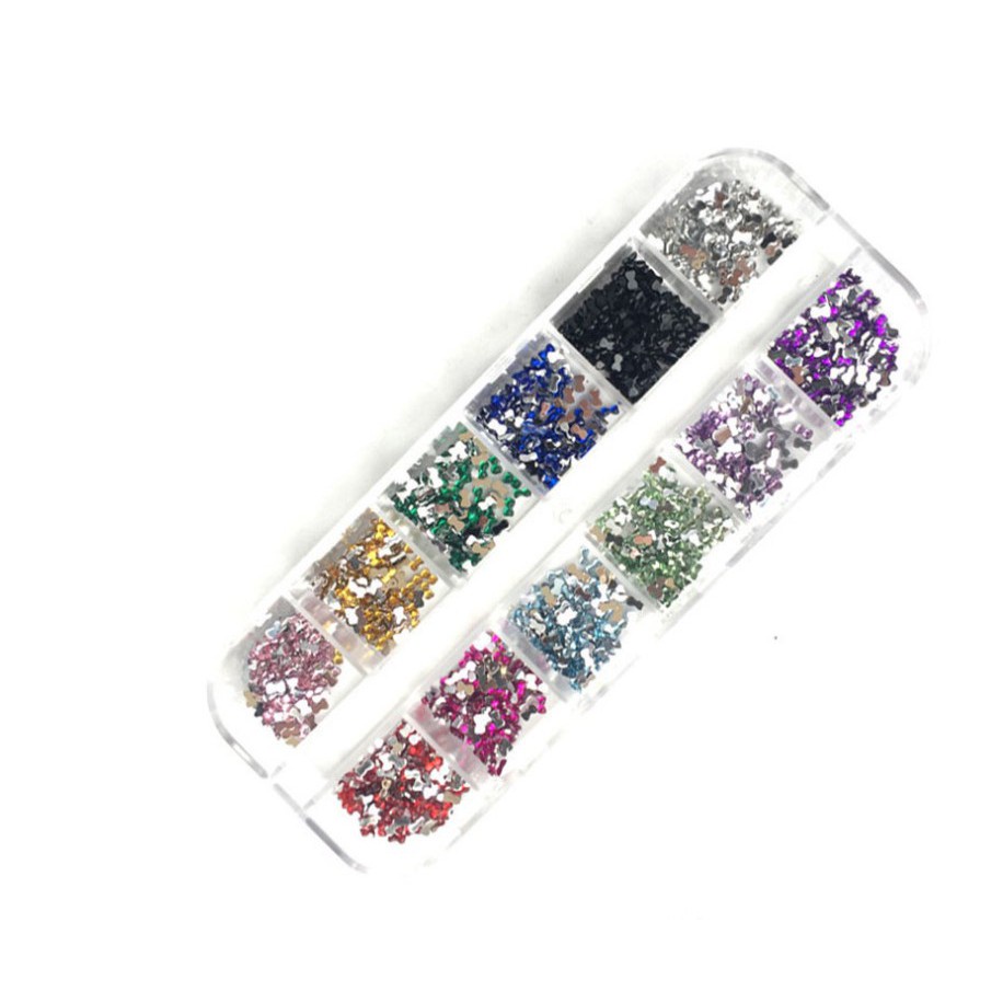 manik Bling 2mm /3mm / 4mm  Mixed Color Nail Art Tips Acrylic Manicure Nail Stickers + Case