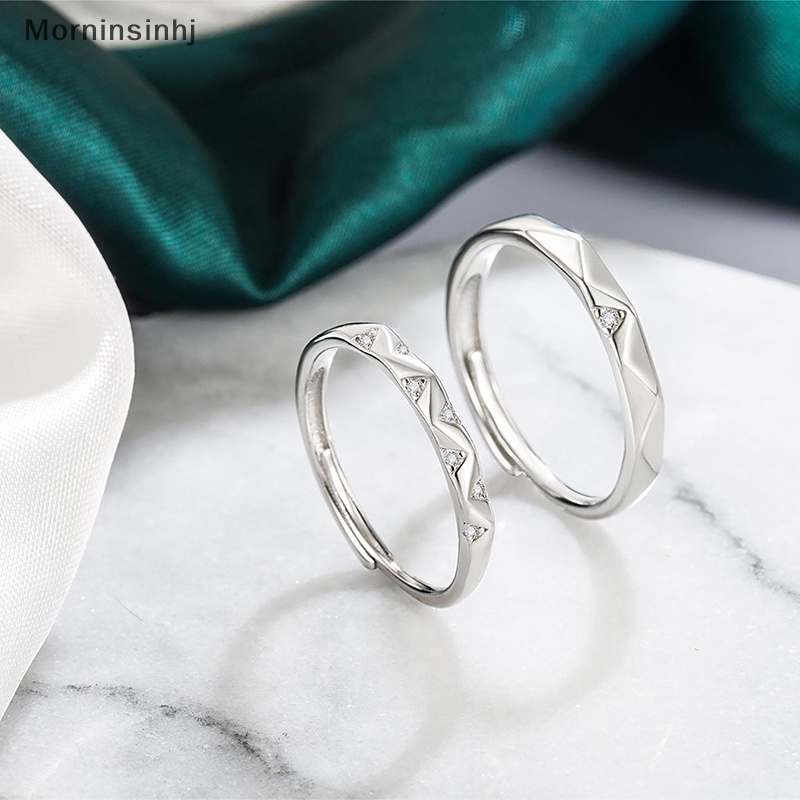 Mornin Cincin Tertanam Berlian Warna Silver Geometris Tidak Teratur Pembukaan Adjustable Finger Rings Untuk Pasangan Pecinta Perhiasan id