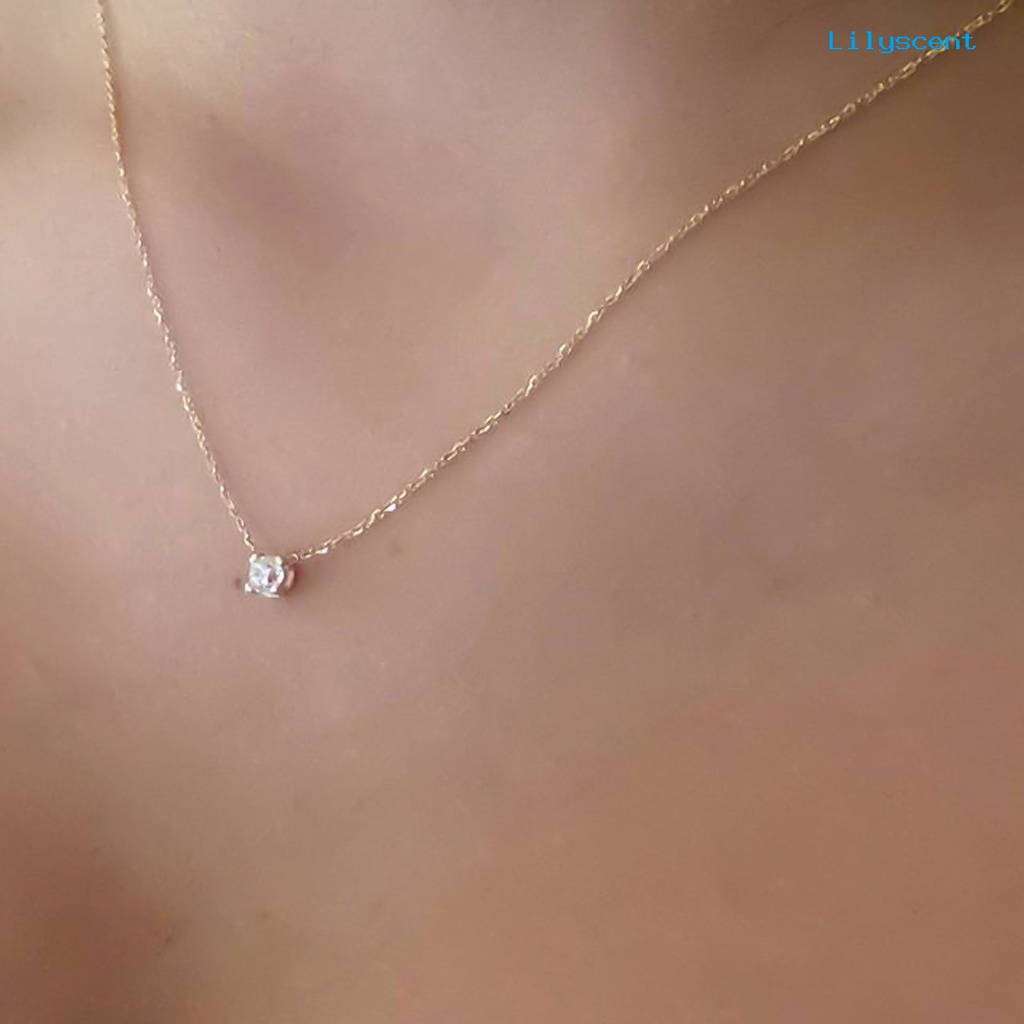 [LS]Fashion Kalung Cubic Zirconia Hias Rantai Tipis Wanita Perhiasan Kalung Simple Untuk Pesta