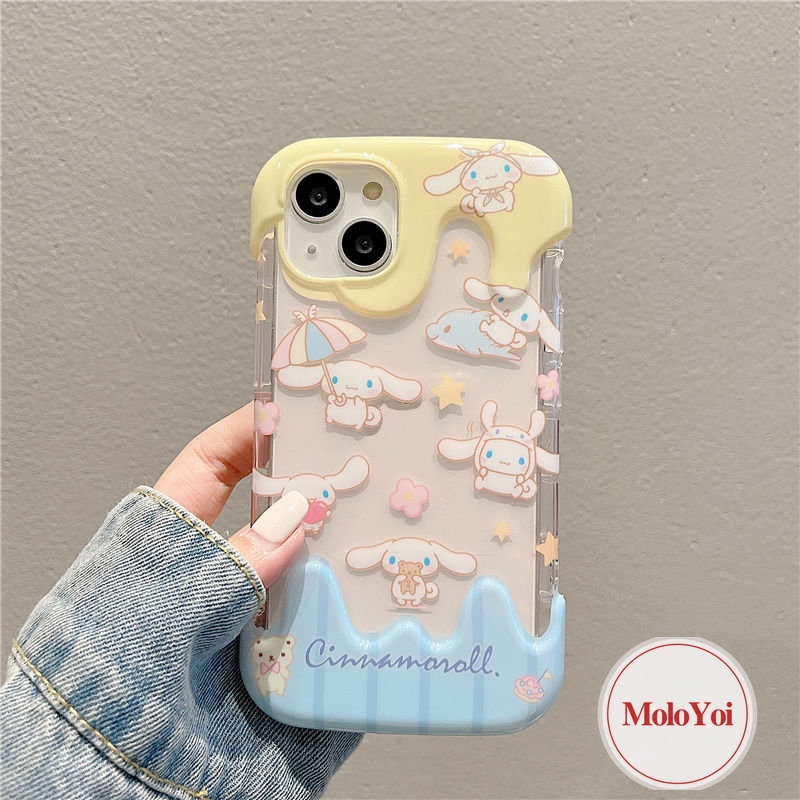 IPHONE Permen 3D Ice Cream Laurel Dog Soft Tpu Case Kompatibel Untuk Iphone11 13 14 12 Pro Max XR XS X Max 7Plus 8 7 Plus Kartun Indah Cinnamoroll Cover