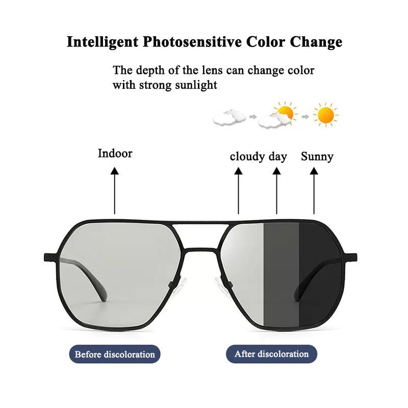 Kacamata Hitam Polarized Photochromic Untuk Pria Mengemudi Perlindungan UV