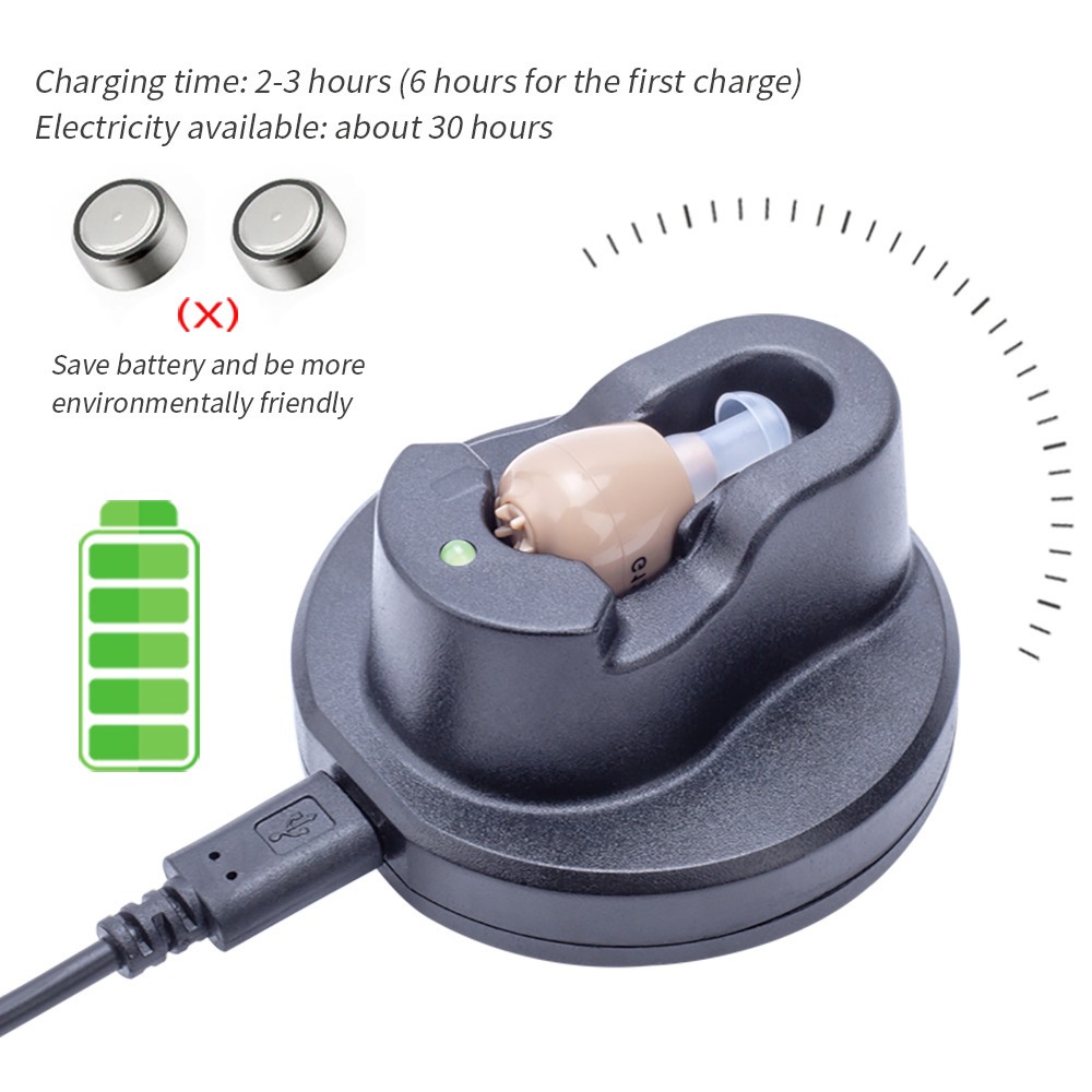 (COD) AK1 Alat Bantu Dengar Hearing Aid - Charging Charger USB Recharge