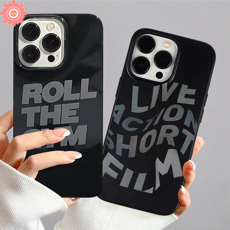 IPHONE Kreatif Roll The Gym Glossy Lembut TPU Ponsel Cover Hitam Kompatibel Untuk Iphone11 13 Pro Max7 8 Plus XR X XS Max14 12 Pro Max SE 2020 Keren Alfabet Inggris Halus Shockproof Case