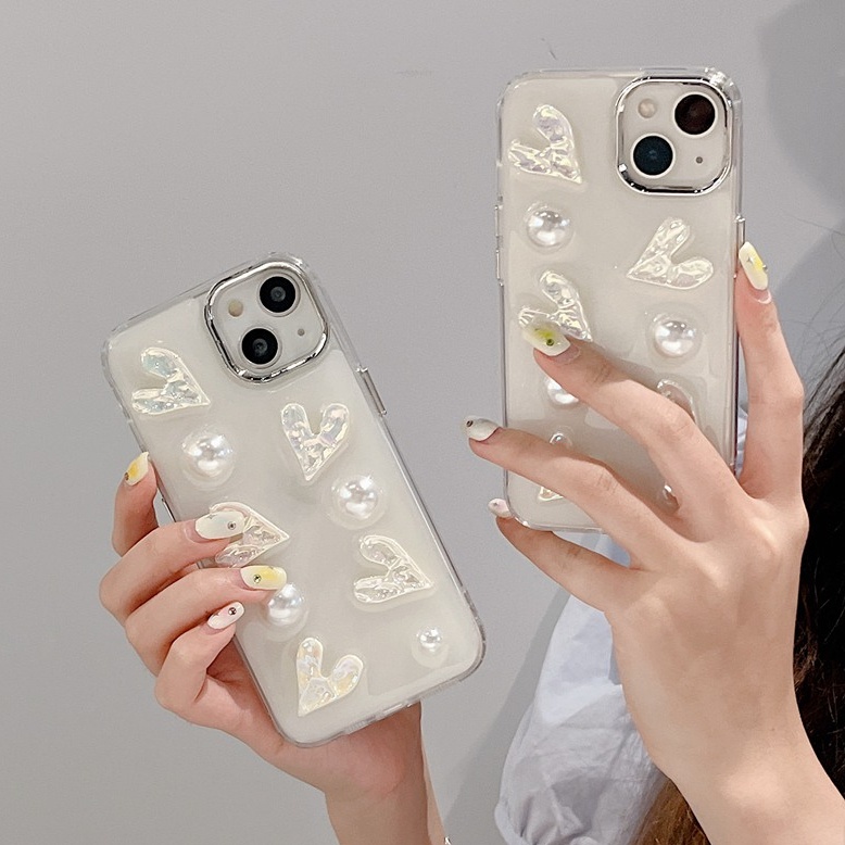 Silver Camera Pearl Laser Love Soft TPU Case HP iP iPhone 12 13 14 Pro Max 11 FTD Girl Woman Casing Apple