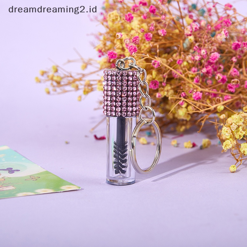 (drea) 1pcs Reusable Eyelash Extension Mini Maskara &amp; Lash Wand Brush Keyring//