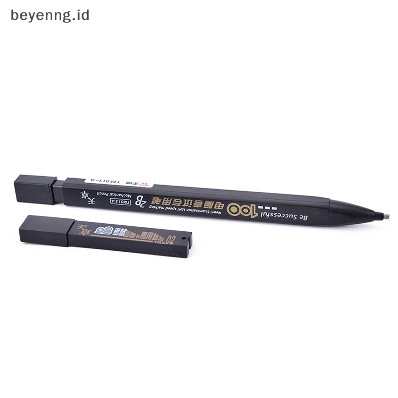 Beyen 2B Black Lead Holder Ujian Pensil Mekanik Dengan Lead Refill Set Perlengkapan Kantor ID