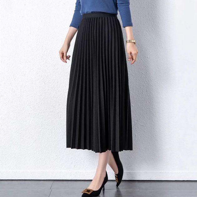 IMPORT MIDI SKIRT WOMAN WINTER AUTUMN HOLIDAY ROK PLISKET WANITA PANJANG