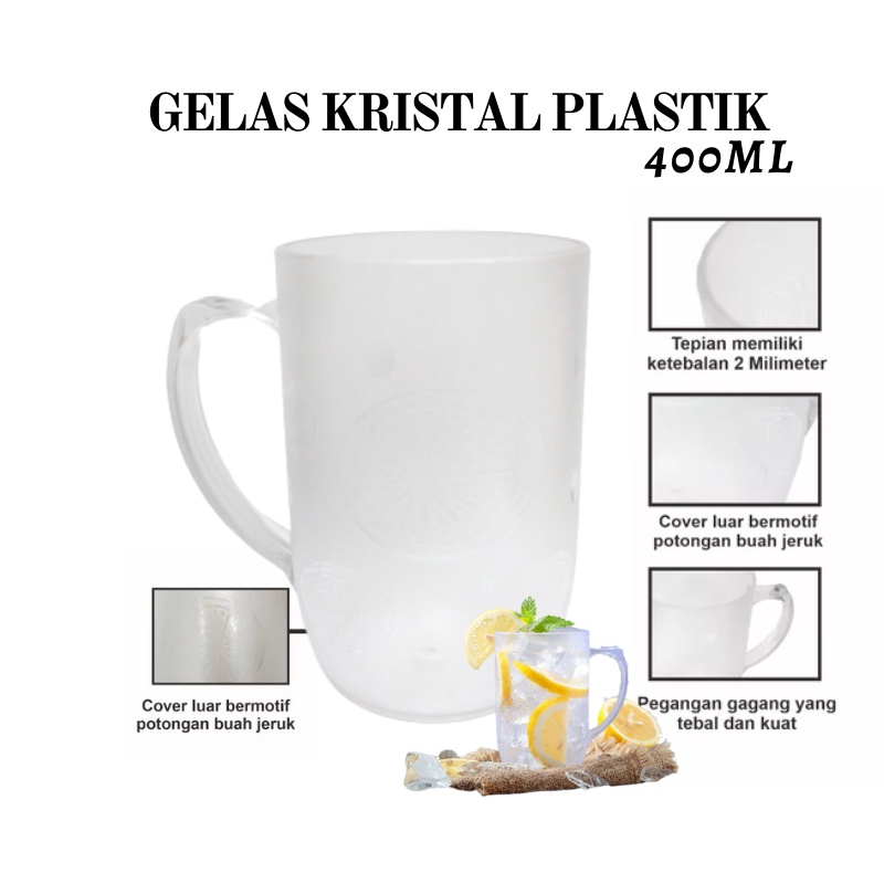 GOS - B111- Gelas Minum Kristal - Gelas Bening 400ml - Gelas Minum Plastik