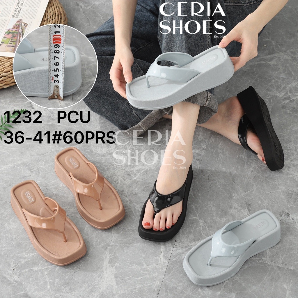 Sandal Jepit Jelly Wedges Wanita Karet Jelly Import Premium Tebal Hak 5 Cm Bahan Empuk Elastis BALANCE 1232 PYO