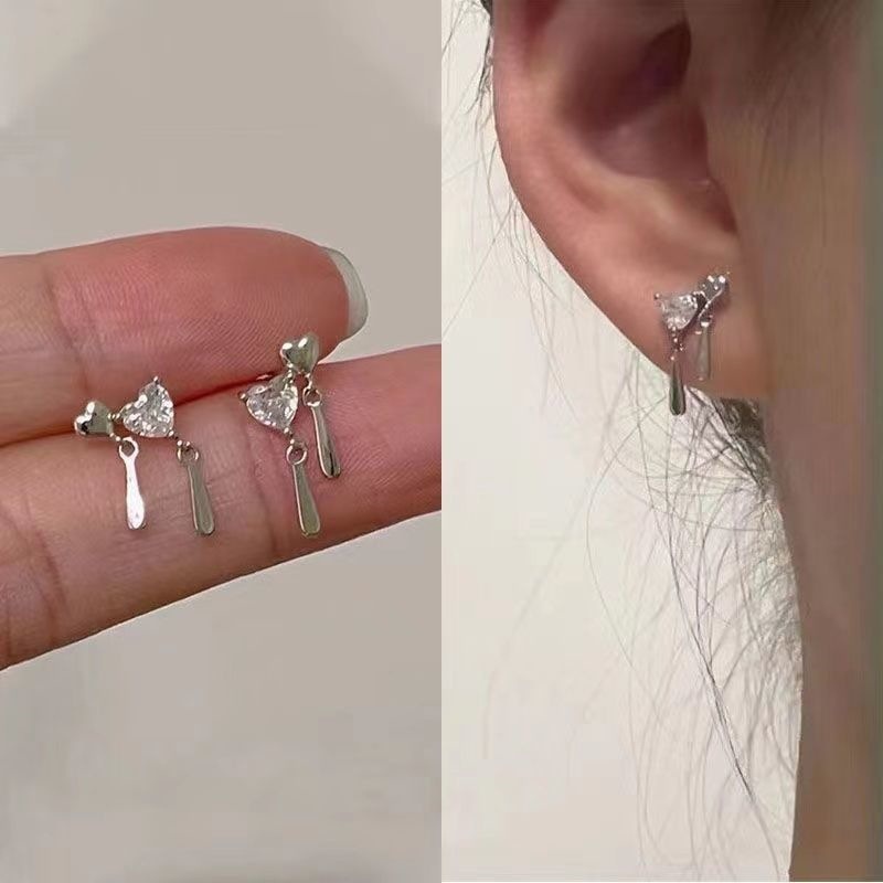 Anting Berbentuk Cinta Ganda Manis Dan Kecil Dengan Desain niche Anting Indah Dan Sederhana2023Wanita Baru