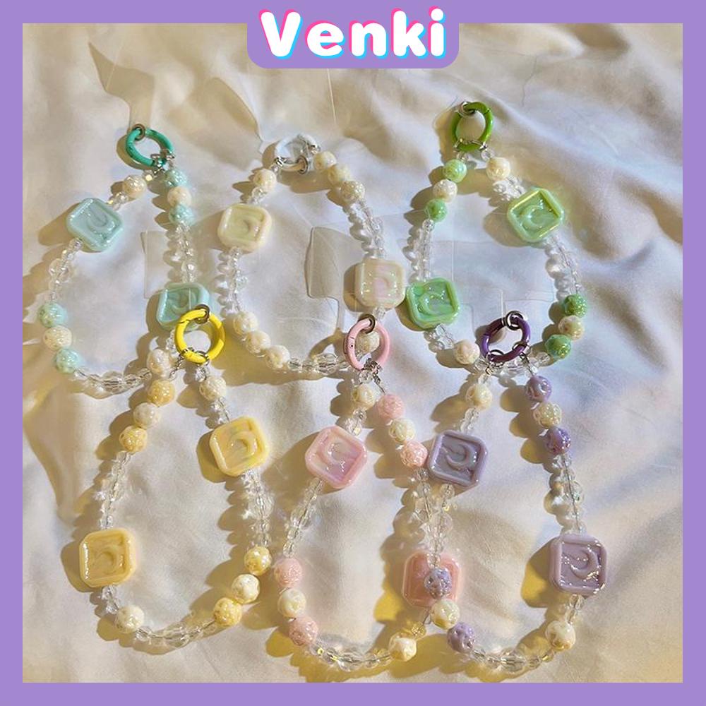 Venki - Casing Ponsel Gesper Gelang Lanyard Gelang Manik-manik Berwarna-warni Yang Indah Berbagai Macam Gaya Multicolor Hati Busur Bulan Multicolor Sederhana Kompatibel iPhone Case