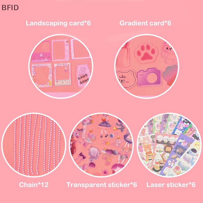 [BFID] 1set Full Set Bucket Stiker Kawaii Kpop Journal Tools Set Pinset Rantai Disc Decor Stiker Stiker Lucu Anak Gift Box Diary Dekorasi [ID]