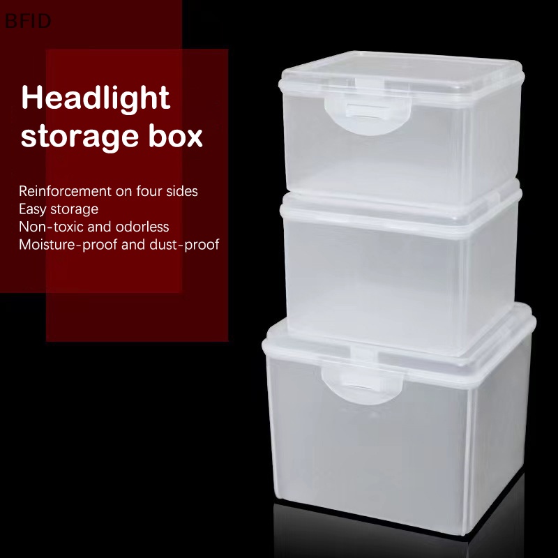 [BFID] Flip Storage Box Kotak Penyimpanan Desktop Transparan LED Headlight Packaging Box Pakai Lampu Kepala Kotak Plastik [ID]