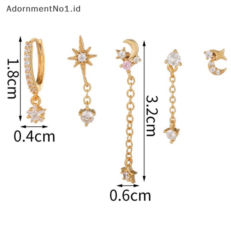 [AdornmentNo1] Set anting lapis emas untuk wanita Fashion Exquisite zirkon telinga Stud rantai Drop Earrings 2023 perhiasan