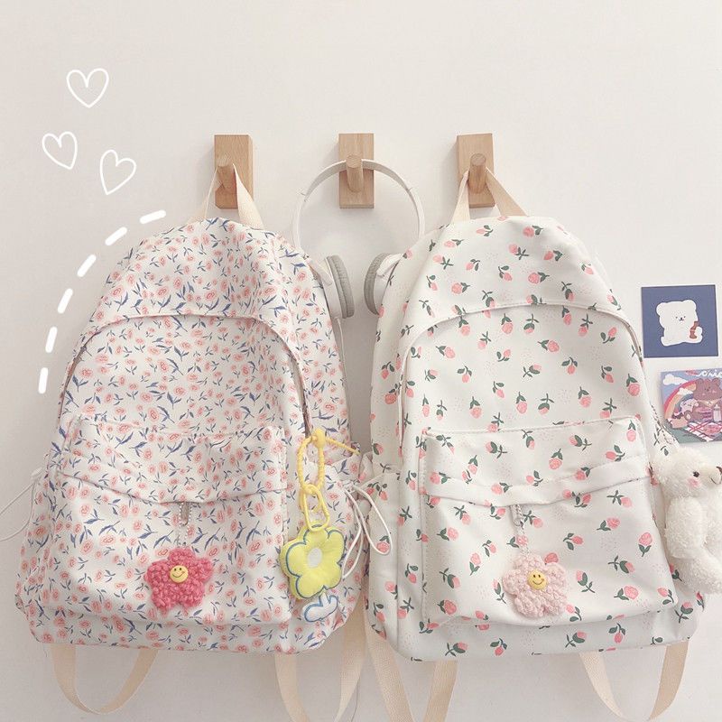 LITTLE DAISY | CLAIRE Tas Ransel Wanita Motif Bunga Korean Style Import / Backpack Sekolah Perempuan Trendy Vintage Schoolbag  Perempuan Stylish Backpack Cute Flowers