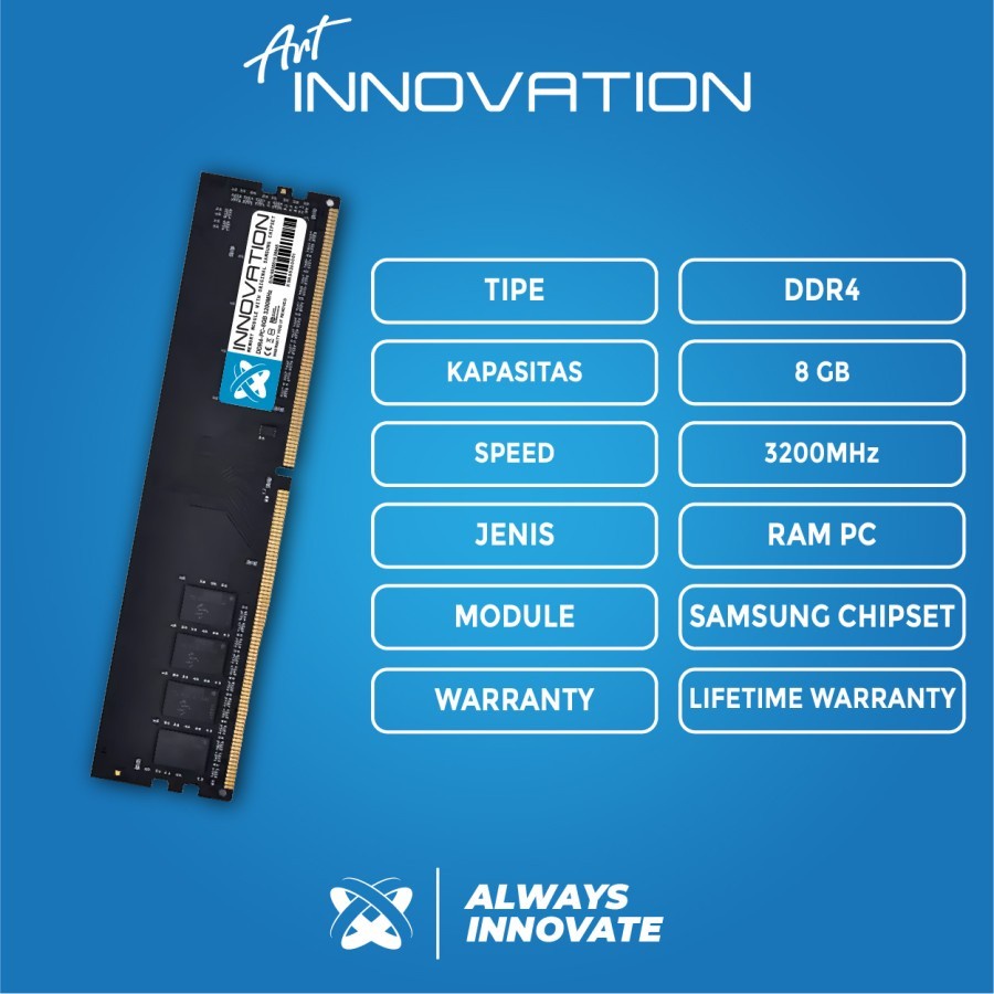 MEMORY RAM LONGDIMM INNOVATION 8GB DDR4 3200Mhz - CHIPSET ORI SAMSUNG