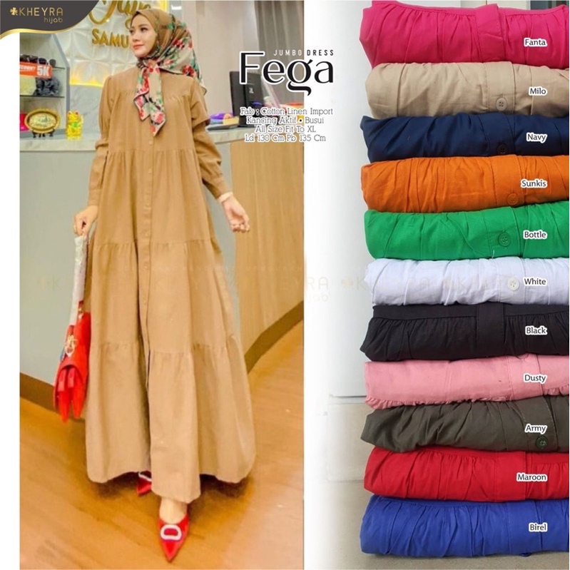 FEGA JUMBO DRESS ORI KHEYRA | Ld130 Cotton Linen Import