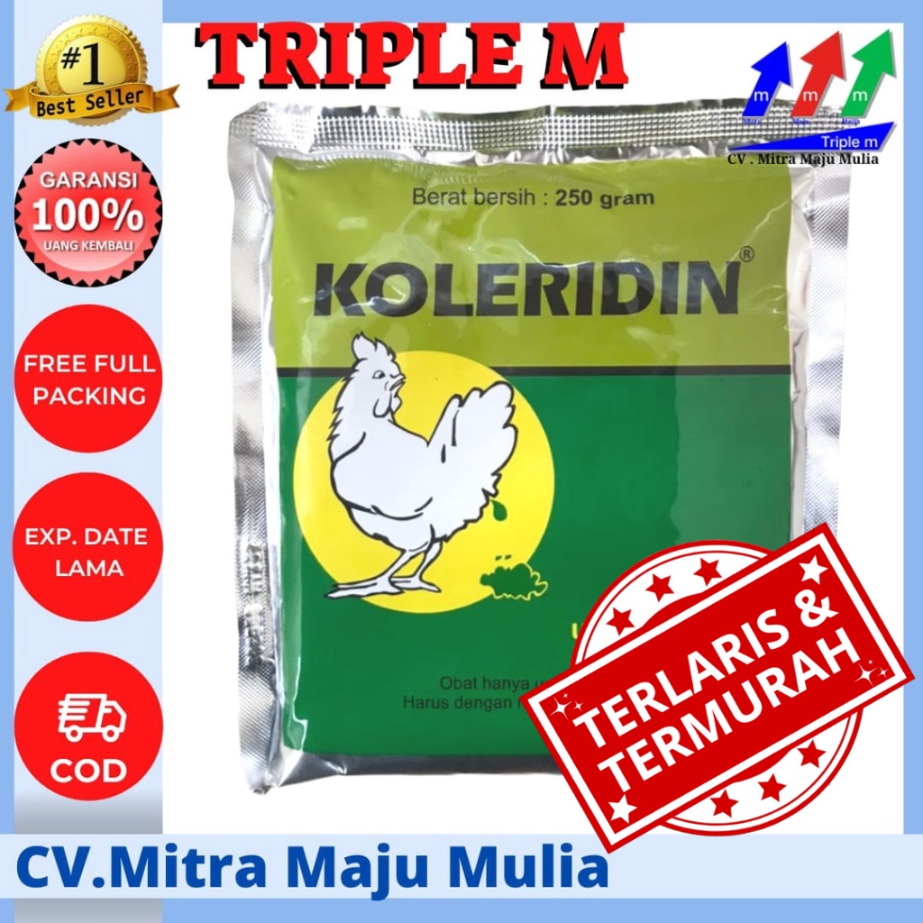 KOLERIDIN 250grm TRIPLE M - Obat Ayam Burung Diare Hijau Putih Kolera medion