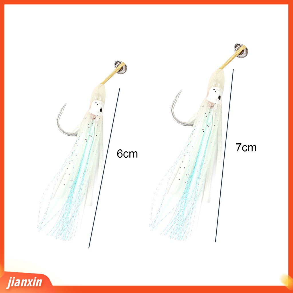 (In Stock) 3 Pcs Memancing Kait Fleksibel Simulasi Tinggi Berduri PVC Lembut Bercahaya Gurita Umpan Cumi Rok Jigging Kait Memancing Laut