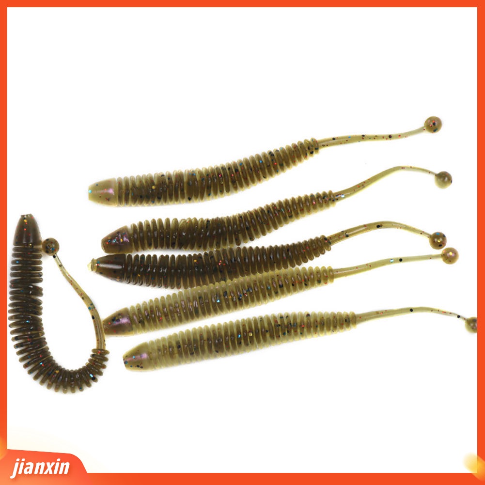 (In Stock) 6Pcs 8cm 1g Bentuk Ekor Umpan Ikan Cacing Lembut Lure Outdoor Fishing Tackle Tool