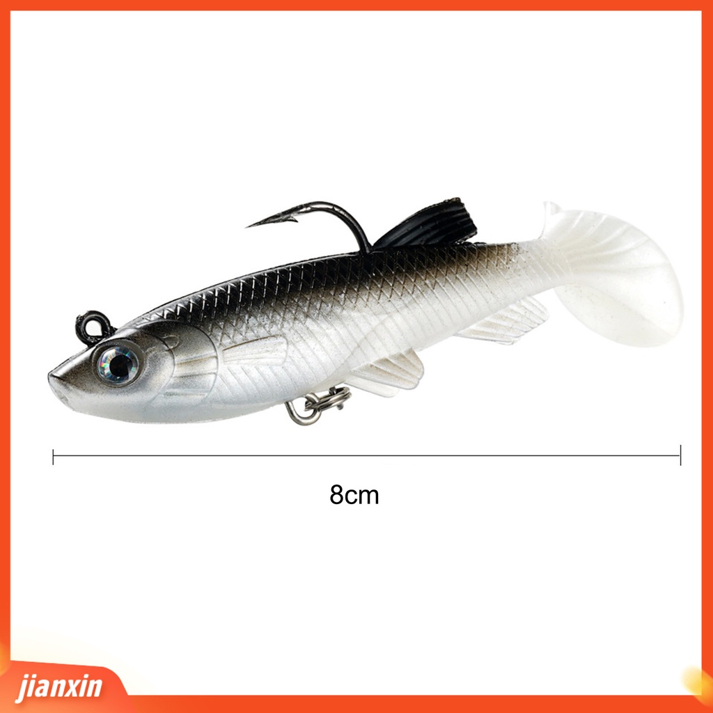 (In Stock) 12.5g 8cm Umpan Pancing T Tail Fishing Supply Metal Menarik Dengan Kepala Jig Umpan Lembut Untuk Memancing Di Laut