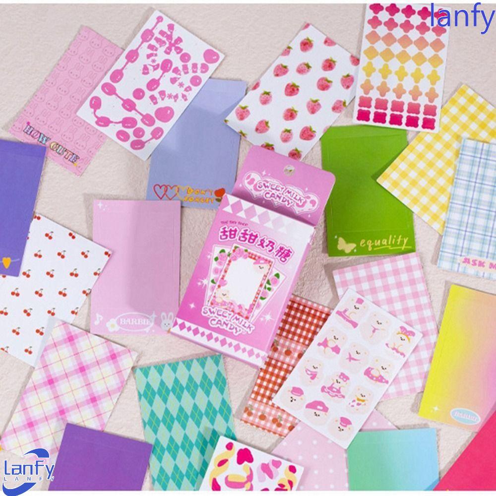 LANFY Bingkai Foto Hias Anti Air Kawaii DIY Scrapbooking Jurnal Aksesoris Alat Tulis Label Hias Album Scrapbook Stiker