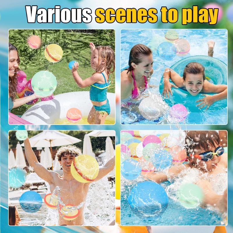 [Fitur] 1pc Mainan Bermain Pantai/Balon Air Lembut/Kolam Renang Water Splash Ball/Self Sealing Water Bomb/Reusable Children Water Ball/Perlengkapan Pesta Musim Panas