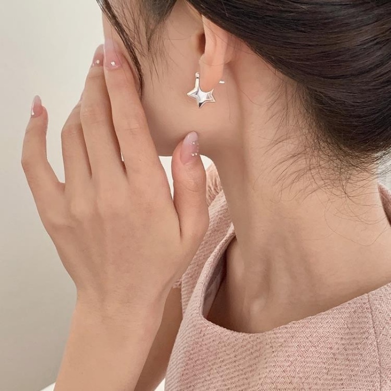 Pesta Hadir Perhiasan Paduan Berujung Lima Korea INS Fashion Perak Stud Anting Bintang Manis Keren Gadis Anting Geometris Stud Earring Punk Kreatif Sederhana