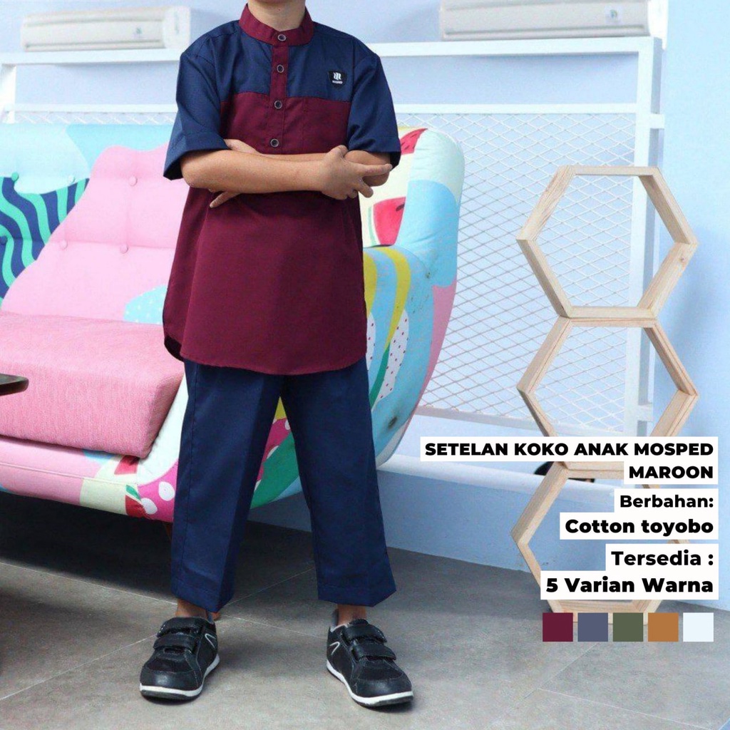 Baju Anak Arsyad Setelan Anak by Mosped | Setelan Koko Kemko Kemeja Bahan Toyobo Import