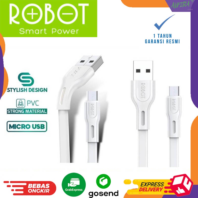 ROBOT Kabel Data Micro USB RDM100S 2A White 1M Garansi Resmi 1 Tahun