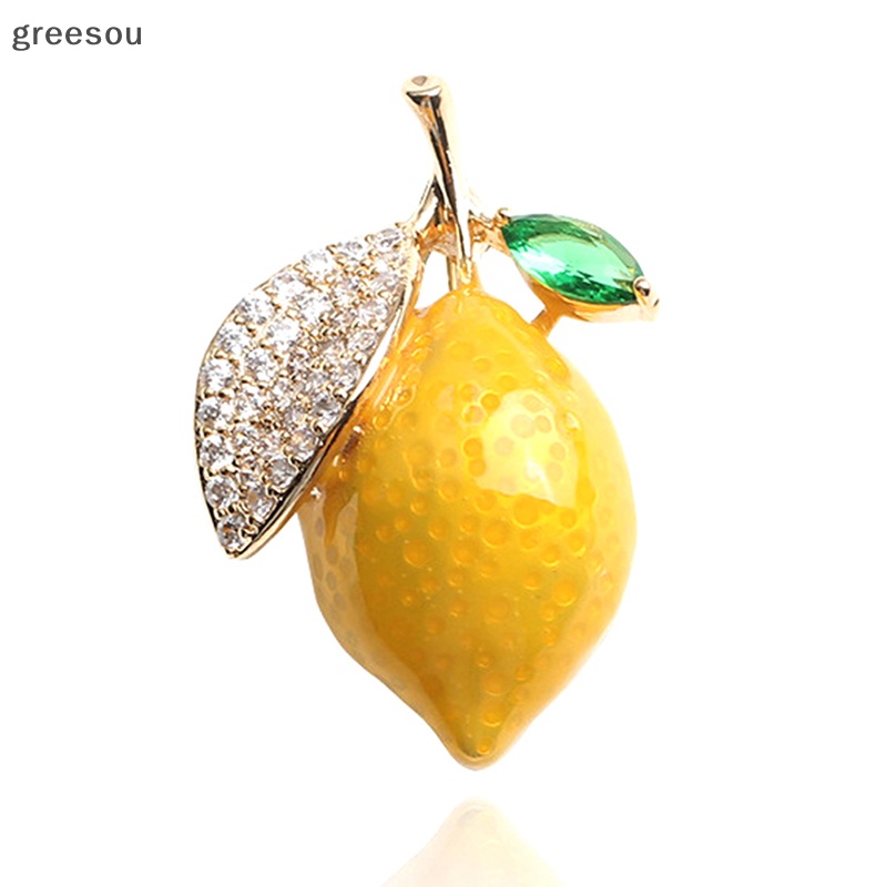 Greesou Enamel Kuning Lemon Bros Untuk Wanita Pesta Pernikahan Causal Brooch Pin Hadiah ID