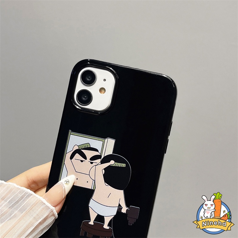 IPHONE Kartun Crayon Shin-chan Glossy Phone Case Kompatibel Untuk Iphone14 13 12 11 Pro Max X Xr Xs Max8 7 6 6s Plus SE 2020tahan Gores Lembut Silikon Shockproof Pelindung Cover