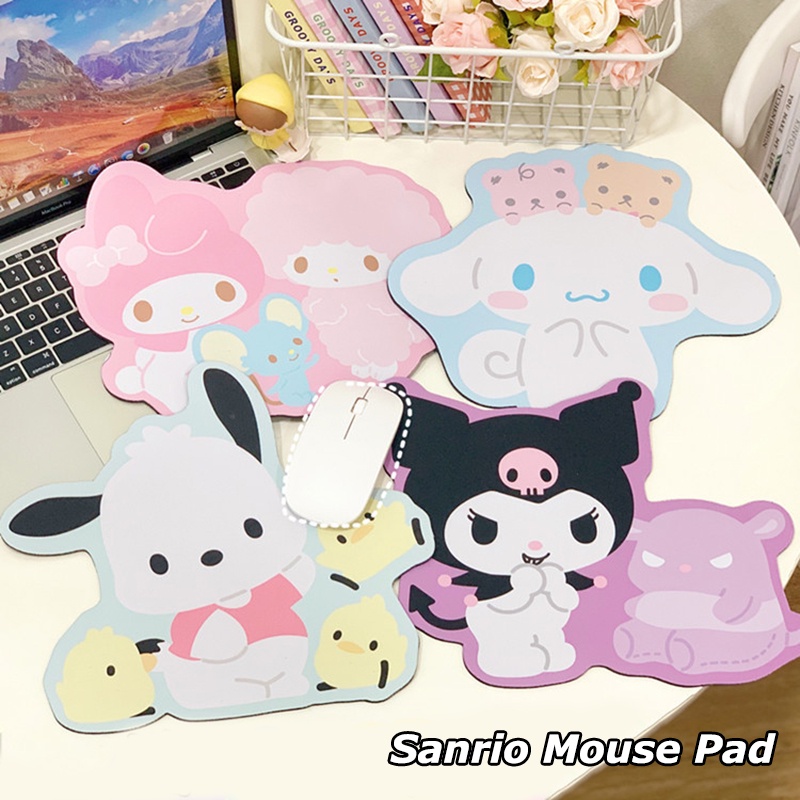 Sanrio Mouse Pad Kuromi Lucu Kartun Tidak Teratur Lembut Tebal Anti-Slip Panas Alas Meja Gaming Komputer