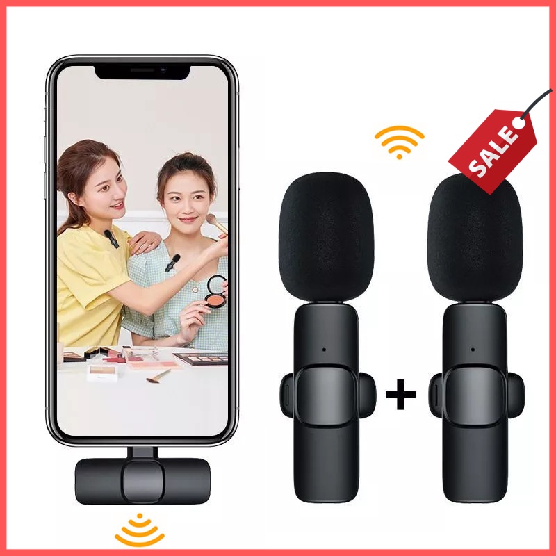 Mikrofon Bluetooth Mic Wireless Smartphone Clip On Vlog Lavalier Microphone Wireless Mic Bluetooth Y