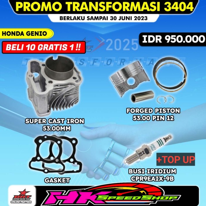 BLOK BORE UP BRT GENIO BEAT DELUXE SCOOPY STREET FI ESP CAST IRON + PISTON 53mm