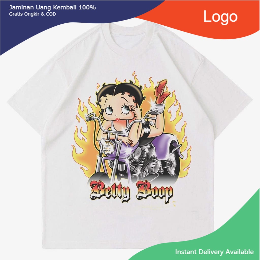KAOS VINTAGE BETTY BOOP | T-SHIRT BETTY BOOP FLAME | BAJU AESTHETIC VINTAGE OVERSIZE