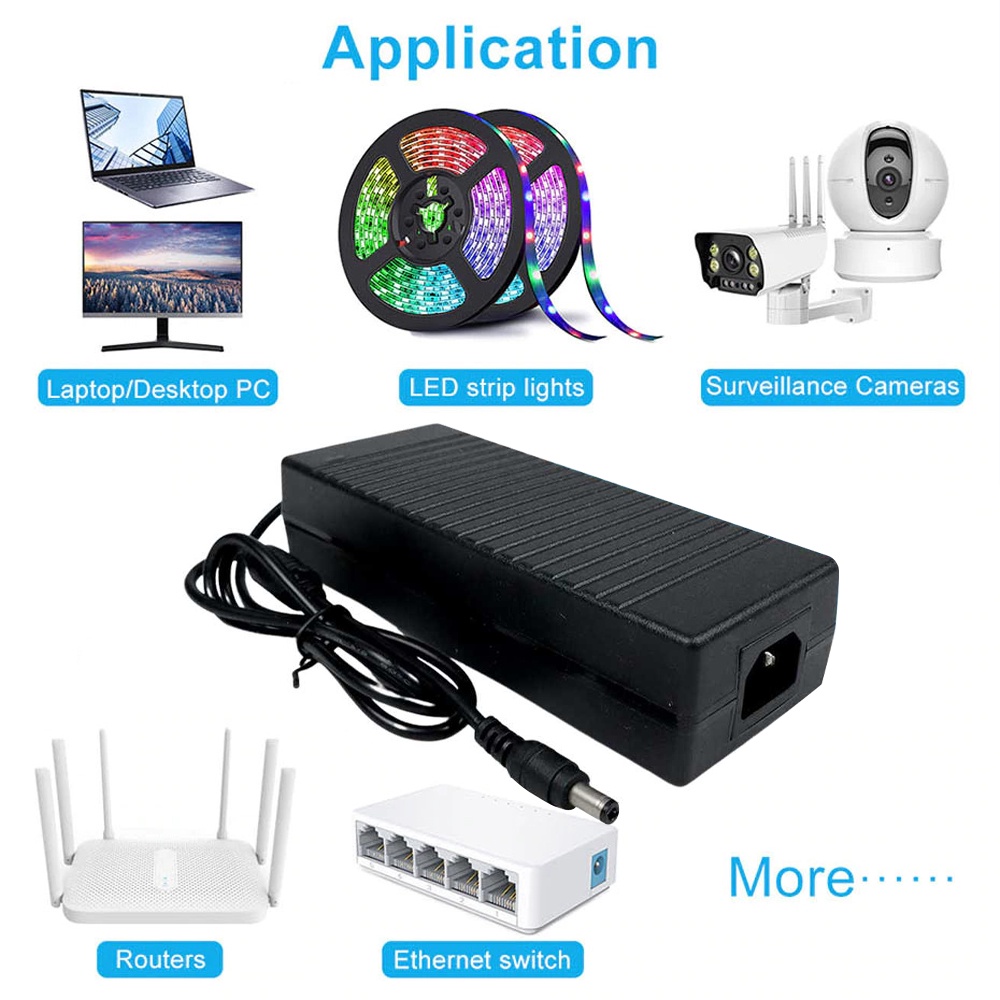 Adaptor Power Supply Universal DC 12V 10A Cocok Untuk LED Strip Monitor TV CCTV Voltase Input AC 100