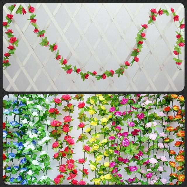 B8331 BUNGA MAWAR RAMBAT PLASTIK KECIL 100 BUNGA ARTIFICIAL HOME DEKOR BUNGA MAWAR PLASTIK