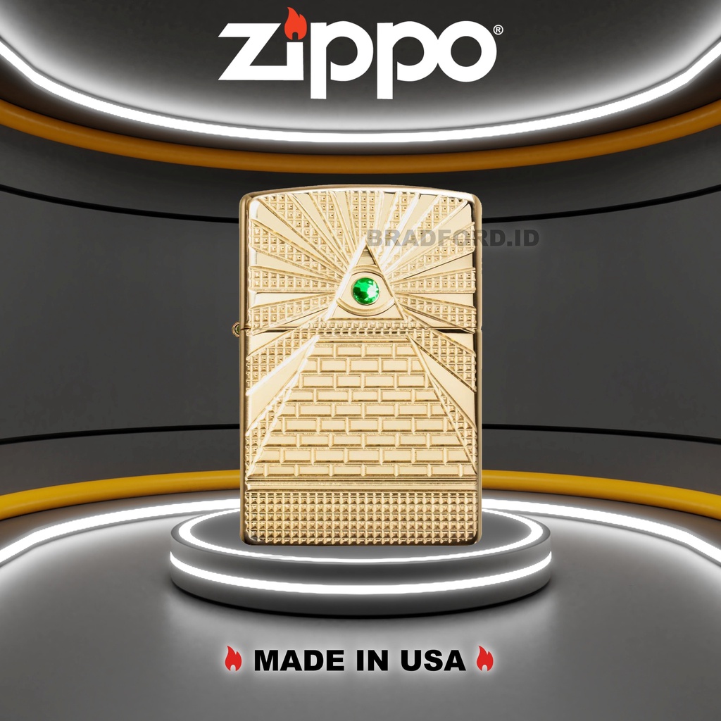 Korek Zippo Original Eye of Providence Design 49060 Garansi Resmi