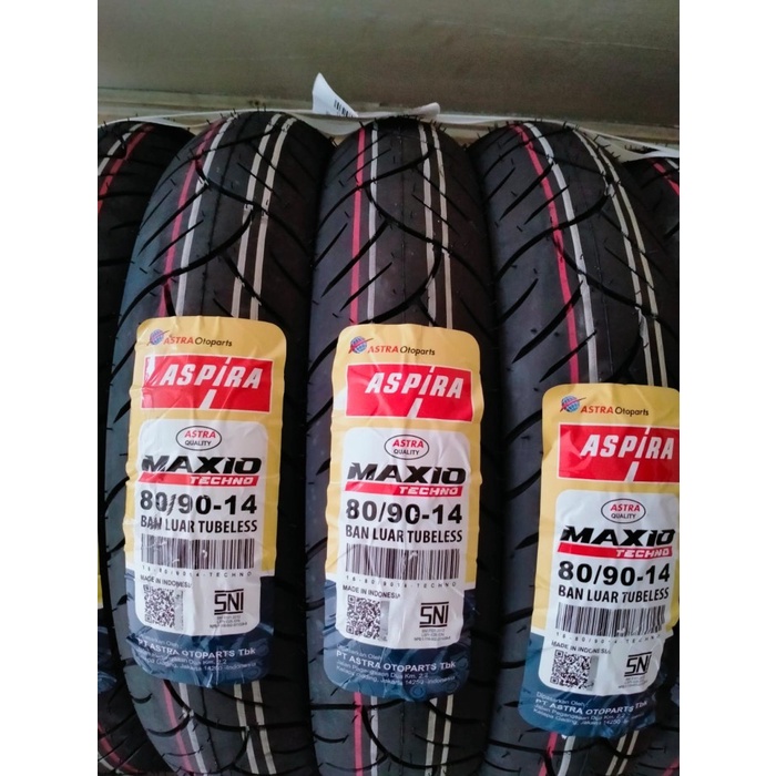 BAN LUAR TUBLES UKURAN 80/90 14 TECHNO MERK ASPIRA MOTOR BEAT, VARIO