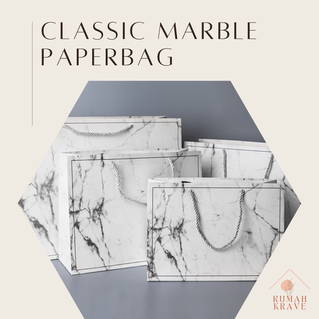 

RUMAH KRAVE - Classic Marble Paperbag Tebal Marmer Polos Tas Kado