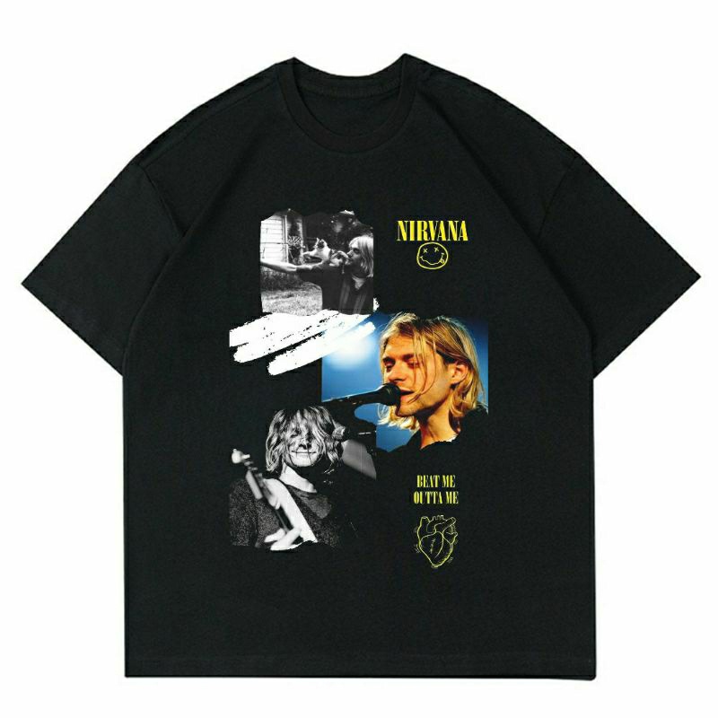 BAJU NIRVANA "KURT COBAIN" | T-SHIRT KAOS NIRVANA KURT COBAIN VINTAGE BLACK | KAOS BAJU BAND PRIA | 