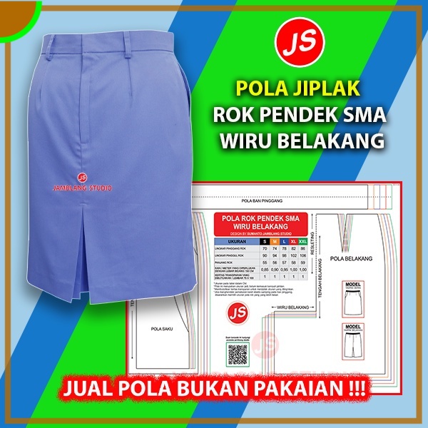Pola Jiplak Rok Pendek SMA Wiru Belakang | Aneka Pola
