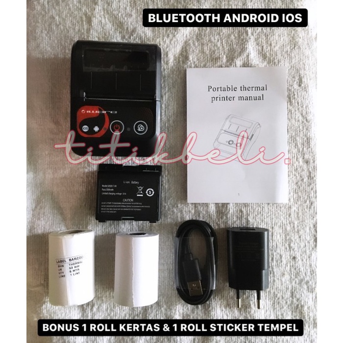 Mini Printer Bluetooth Thermal Cetak Resi Alamat [android+ios] 58mm -TitikBeli