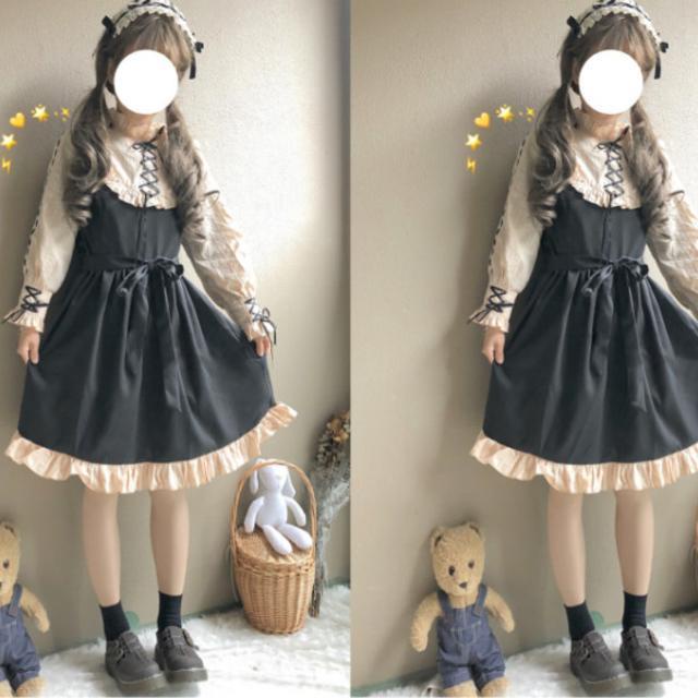 Lolita Daily Wear Long Sleeve Cute Student Lolita Dark Dress Girl