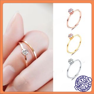 NEW Cincin Titanium Mata Satu Wanita Berlian Cincin Wanita Gold Rosegold Model Baru Keren