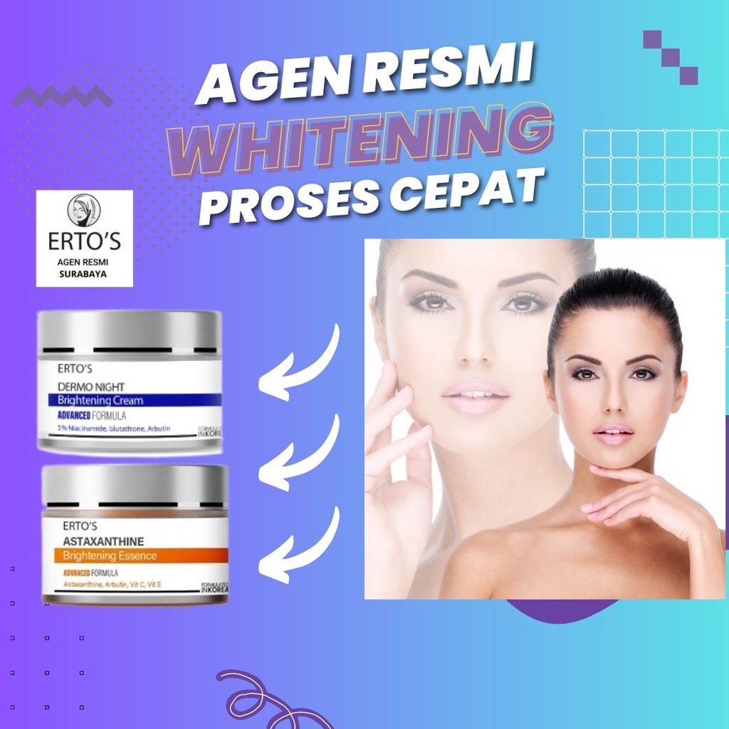 ORI Ertos Paket Cream Whitening Flek hitam Krim Siang Malam Astaxanthine Night Cream