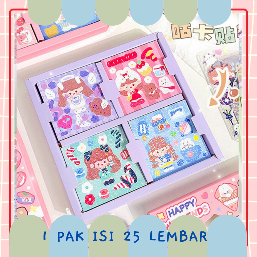 

Stiker Glitter 1 Pak Isi 25 lembar Planner Scrapbook Tempel Dekorasi Sticker Cute Aesthetic TK02