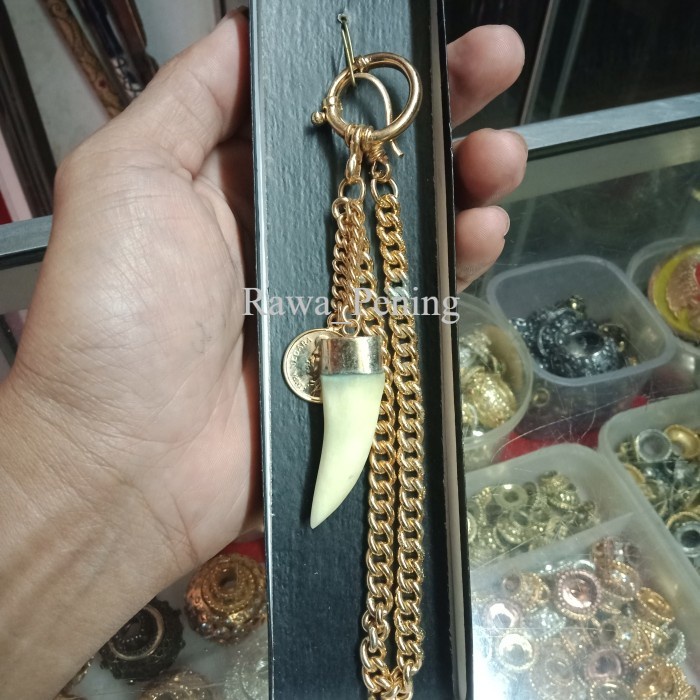 Pin Bros Rantai Baju Beskap Model Koin dan Taring antik